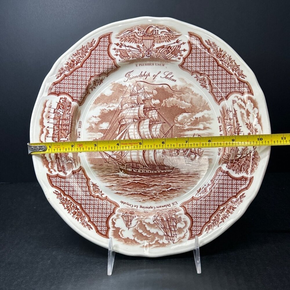 Fair Winds The Friendship Of Salem Dinner Plate Brown 10.25'' Sailboat Patten - Picture 4 of 4